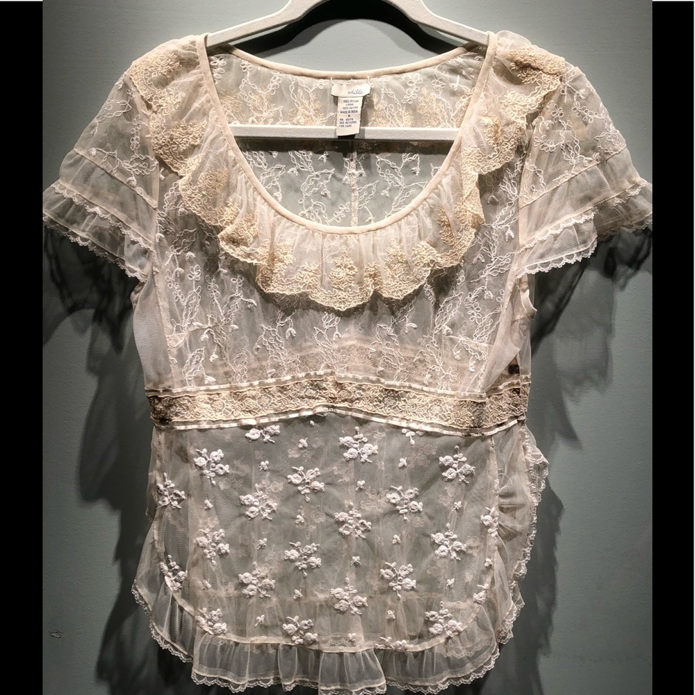 Anthropologie Ivory lace blouse